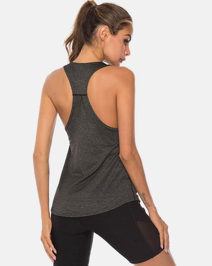 Full Size Scoop Neck Wide Strap Active Tank - MimiStylez