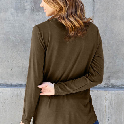 Basic Bae Full Size V-Neck Long Sleeve Top - MimiStylez