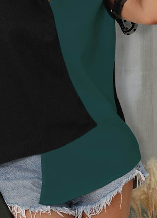 Color Block Notched Short Sleeve T-Shirt - MimiStylez