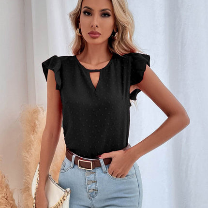 Swiss Dot Cap Sleeve Blouse - MimiStylez