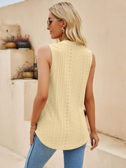 Eyelet Notched Tank - MimiStylez