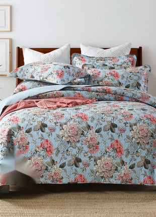 Bedspread Reversible Pure Cotton Dense Printed Quilted Three-piece Set