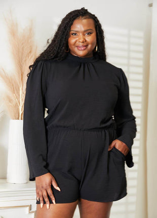 Culture Code Full Size Open Back Romper with Pockets - MimiStylez