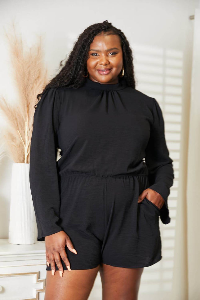 Culture Code Full Size Open Back Romper with Pockets - MimiStylez