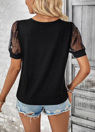 Bow Pattern V-Neck Short Sleeve T-Shirt - MimiStylez
