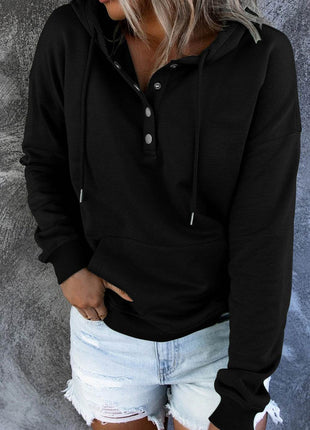 Dropped Shoulder Long Sleeve Hoodie with Pocket - MimiStylez