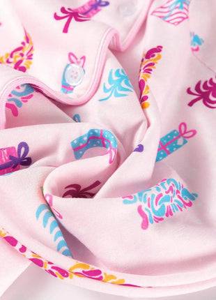 Printed Collared Neck Long Sleeve Lounge Dress - MimiStylez