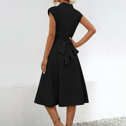 Button Up Cap Sleeve Midi Dress - MimiStylez