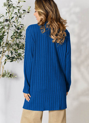 Basic Bae Full Size Ribbed Open Front Cardigan with Pockets - MimiStylez