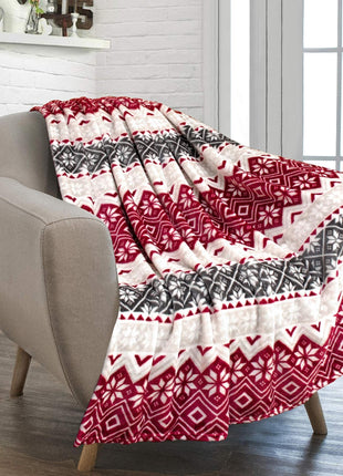 Christmas Holiday Reindeer Snowflake Print Flannel Winter Warm Decorative Blanket