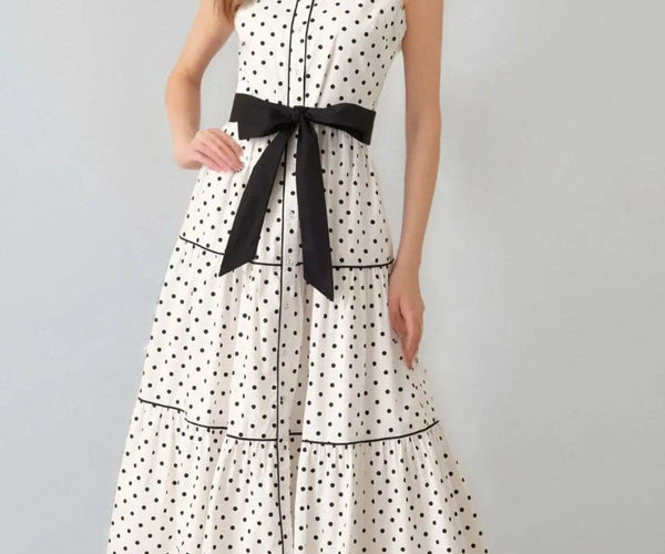 polka dot midi shirt dress Polka Dot Sleeveless Midi Shirt Dress – MimiStylez