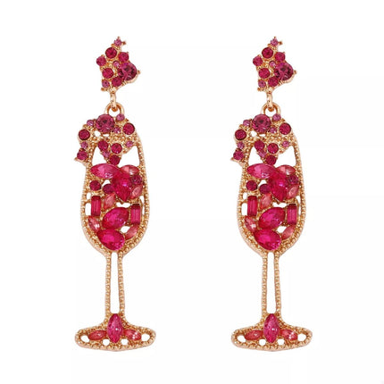 Champagne Glass Rhinestone Dangle Earrings - MimiStylez