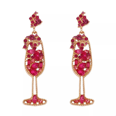 Champagne Glass Rhinestone Dangle Earrings - MimiStylez