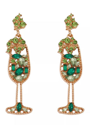 Champagne Glass Rhinestone Dangle Earrings - MimiStylez