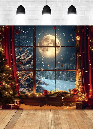 Christmas Backdrop Santa Claus Window Snow Forest Xmas Tree - MimiStylez