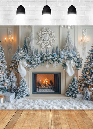 Christmas Backdrop Santa Claus Window Snow Forest Xmas Tree - MimiStylez