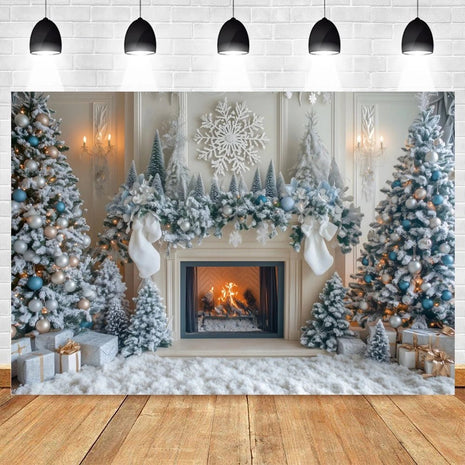 Christmas Backdrop Santa Claus Window Snow Forest Xmas Tree - MimiStylez