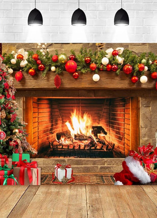 Christmas Backdrop Santa Claus Window Snow Forest Xmas Tree - MimiStylez