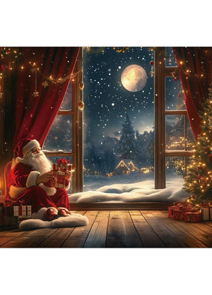 Christmas Backdrop Winter Window Xmas Tree Snowy Christmas Background - MimiStylez