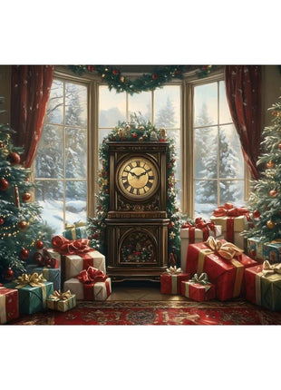 Christmas Backdrop Winter Window Xmas Tree Snowy Night Christmas Backdrop - MimiStylez