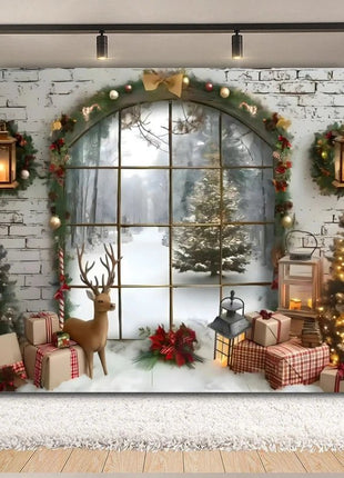 Christmas Backdrop Xmas Tree Fireplace Christmas Background - MimiStylez