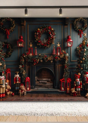 Christmas Backdrop Xmas Tree Fireplace Christmas Background - MimiStylez