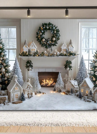 Christmas Backdrop Xmas Tree Fireplace Christmas Background - MimiStylez