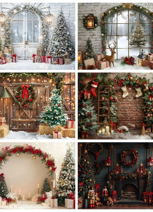 Christmas Backdrop Xmas Tree Fireplace Christmas Background - MimiStylez