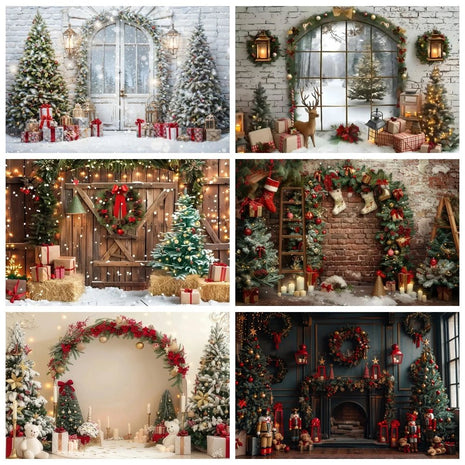 Christmas Backdrop Xmas Tree Fireplace Christmas Background - MimiStylez