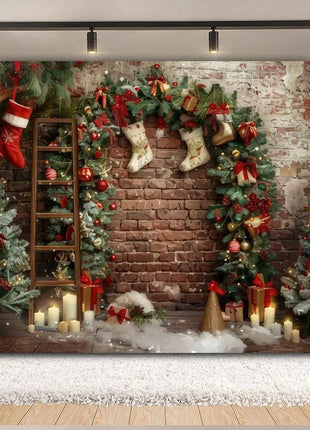 Christmas Backdrop Xmas Tree Fireplace Christmas Background - MimiStylez