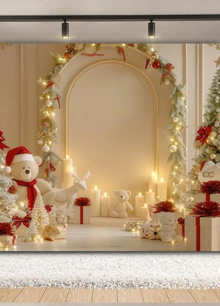 Christmas Backdrop Xmas Tree Fireplace Gift Winter Window Christmas Background - MimiStylez