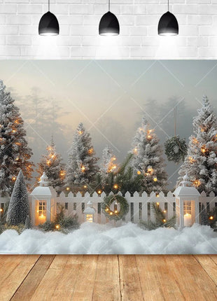 Christmas Background Custom Pine Fence Garland Christmas Tree - MimiStylez