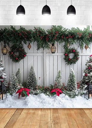 Christmas Background Custom Pine Fence Garland Christmas Tree - MimiStylez