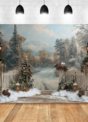 Christmas Background Custom Pine Fence Garland Christmas Tree - MimiStylez