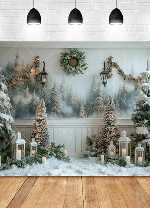 Christmas Background Custom Pine Fence Garland Christmas Tree - MimiStylez