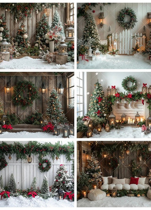 Christmas Background Custom Pine Fence Garland Christmas Tree - MimiStylez