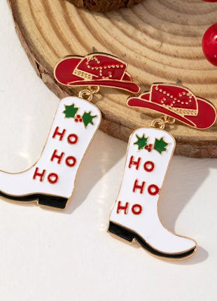 Christmas Cowboy Hat and Boot Dangle Earrings - MimiStylez