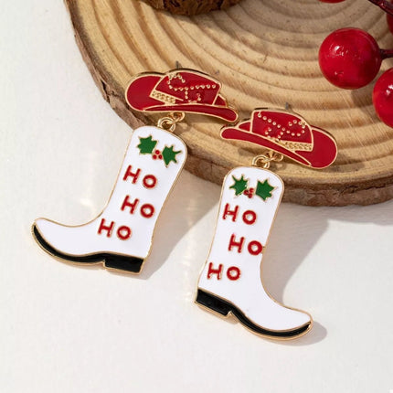 Christmas Cowboy Hat and Boot Dangle Earrings - MimiStylez