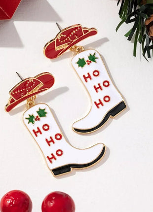 Christmas Cowboy Hat and Boot Dangle Earrings - MimiStylez