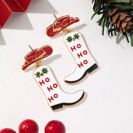 Christmas Cowboy Hat and Boot Dangle Earrings - MimiStylez