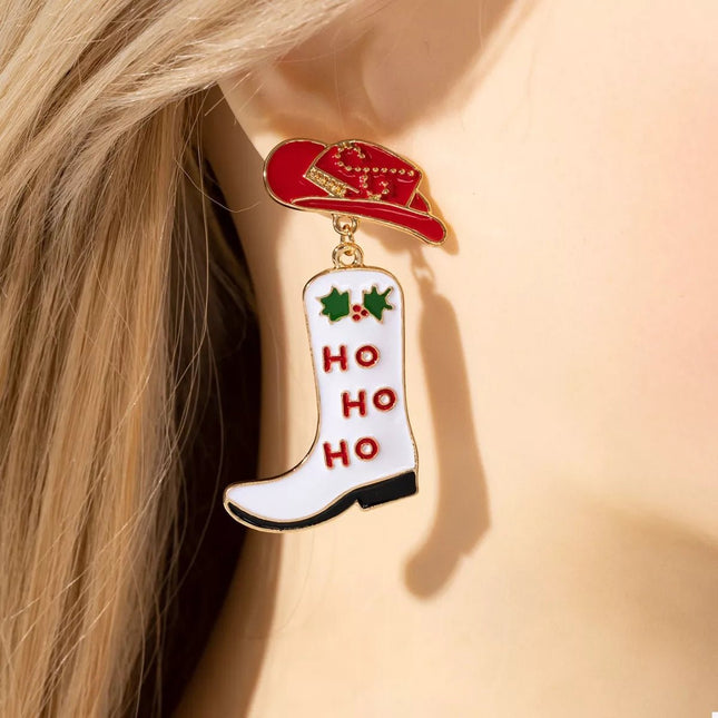 Christmas Cowboy Hat and Boot Dangle Earrings - MimiStylez