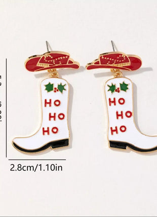 Christmas Cowboy Hat and Boot Dangle Earrings - MimiStylez