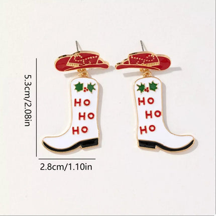 Christmas Cowboy Hat and Boot Dangle Earrings - MimiStylez