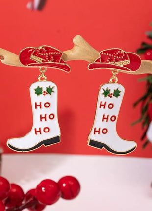 Christmas Cowboy Hat and Boot Dangle Earrings - MimiStylez