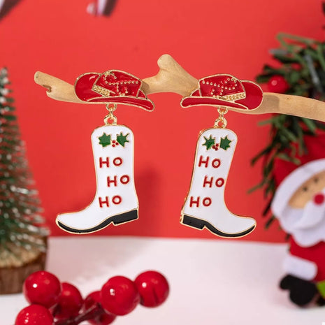 Christmas Cowboy Hat and Boot Dangle Earrings - MimiStylez
