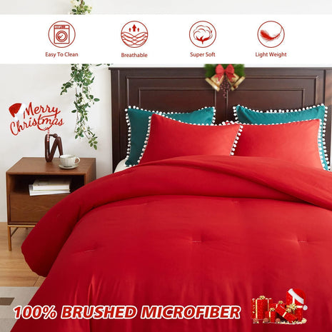 Christmas Kit Red Bohemian Ball Tassel Fluffy Quilt - MimiStylez