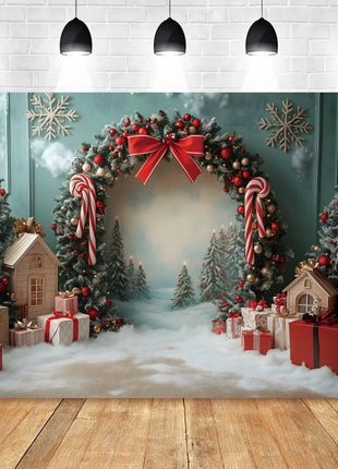 Christmas Photography Backdrop Santa Claus Window Snow Forest - MimiStylez