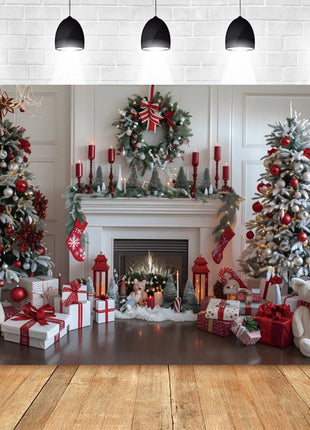 Christmas Photography Backdrop Santa Claus Window Snow Forest - MimiStylez