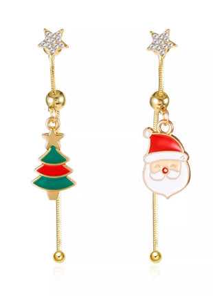 Christmas Santa Asymmetrical Drop Earrings - MimiStylez