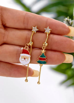 Christmas Santa Asymmetrical Drop Earrings - MimiStylez